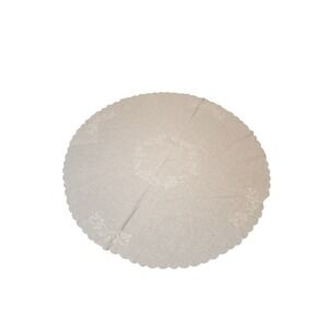 Lenox French Perle White  Embroidery And Scalloped Edge Round 68in Tablecloth